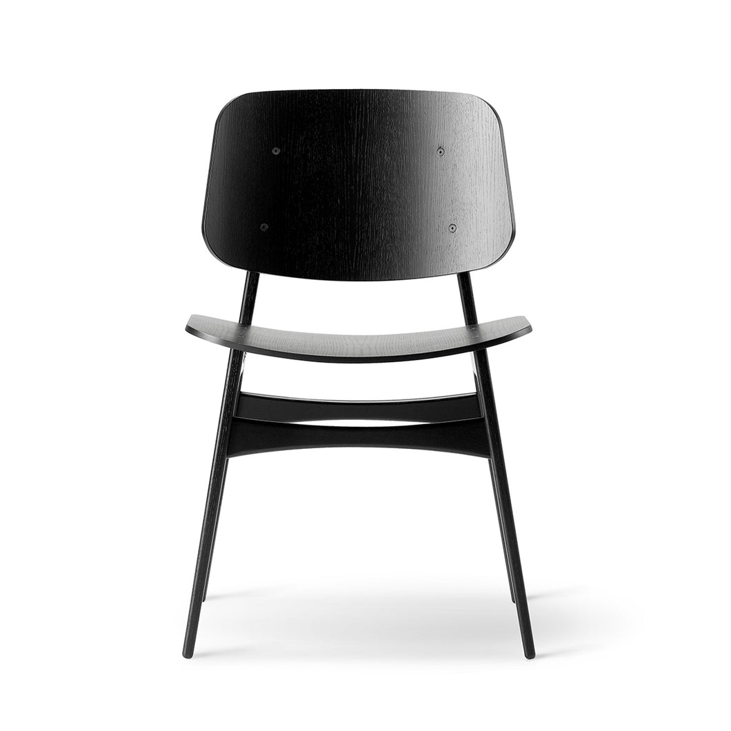 Chaise design Søborg, bois laqué noir, Fredericia