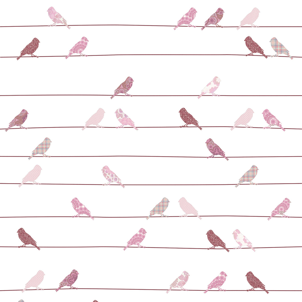 Papier peint oiseaux roses, Inke