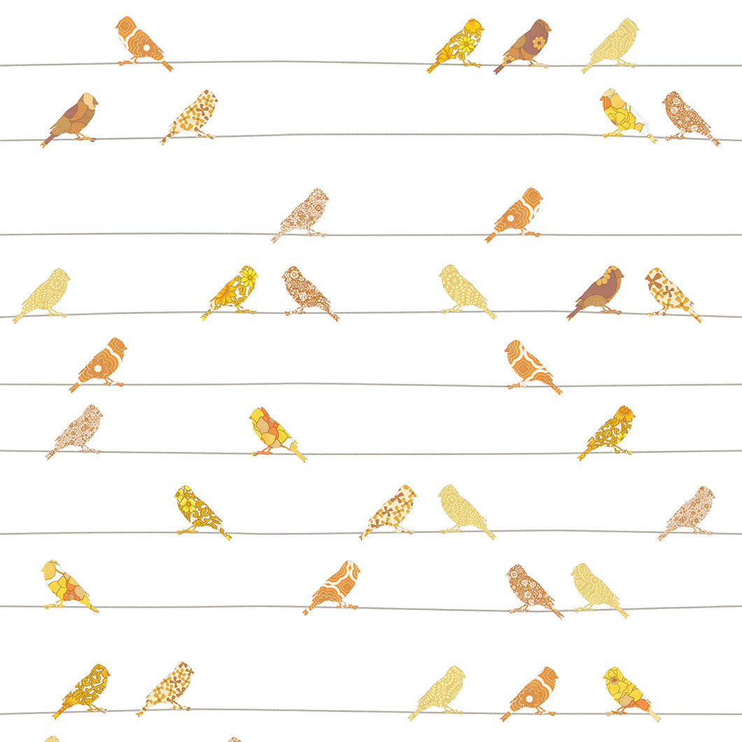 Papier peint oiseaux oranges, Inke