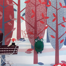 Charger l&#39;image dans la galerie, Papier peint forêt rouge/bleu, Inke
