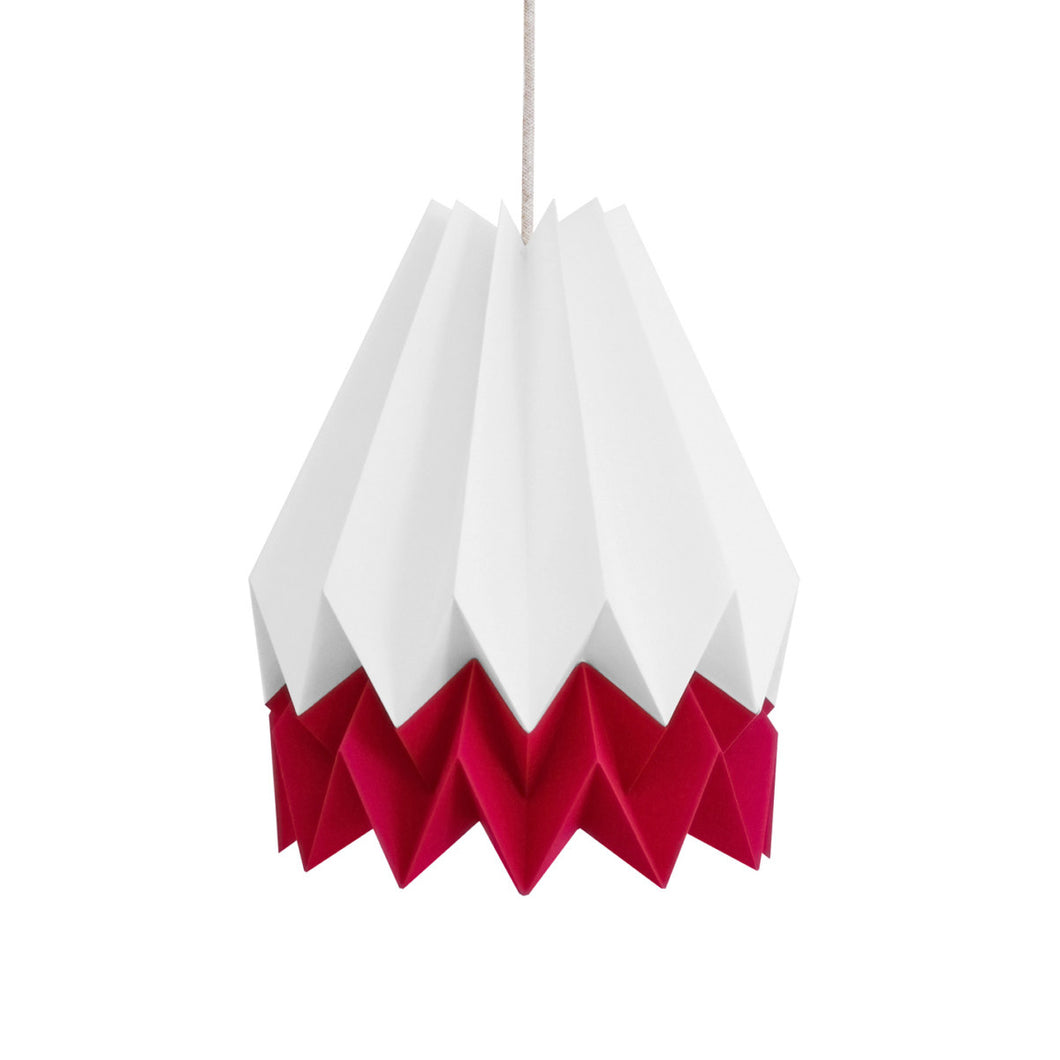 Suspension origami, blanc et framboise