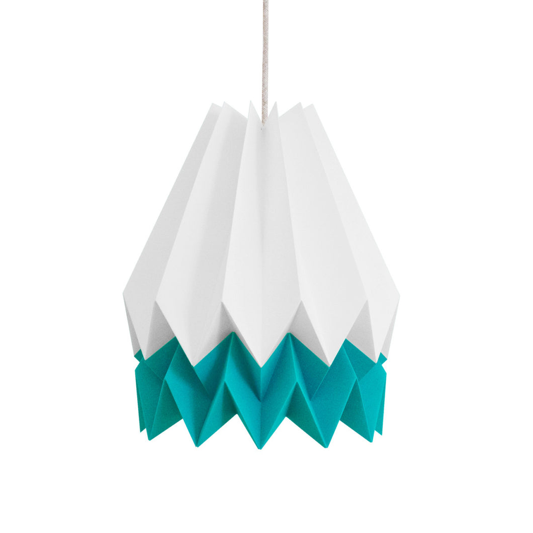 Suspension origami, blanc et turquoise